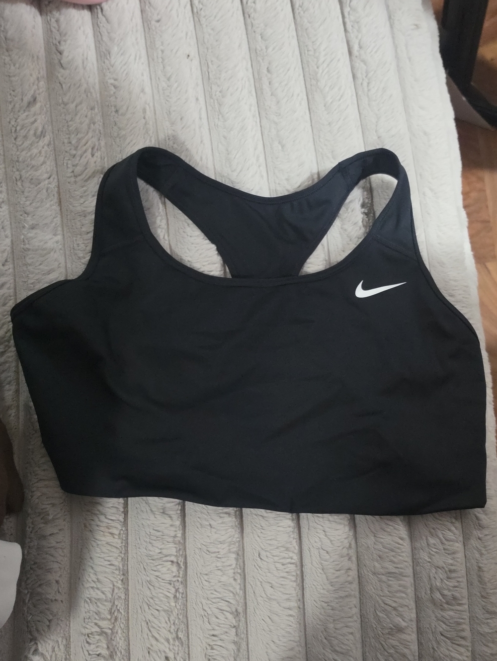 Nike Black Racerback Low-Impact Sports Bra with White Swoosh